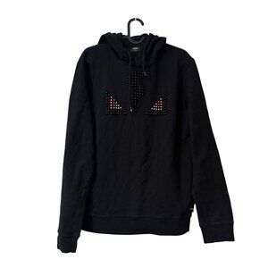 Authentic Fendi Black Monster Eyes Studded Pullover Hoodie Mens Size EU 50